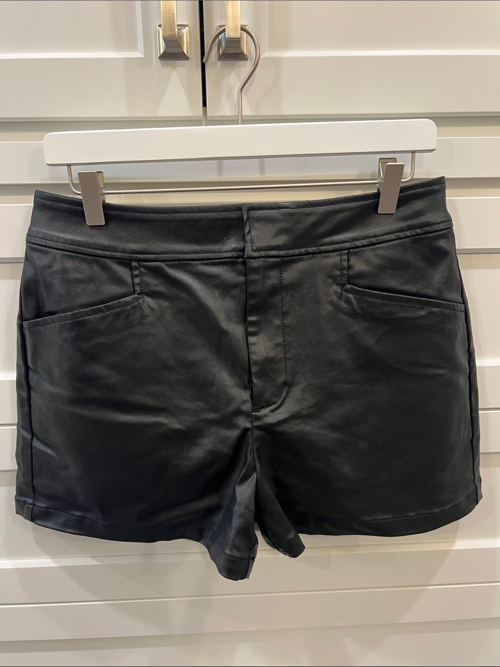 Sanctuary Black High-Waist Faux Leather Shorts